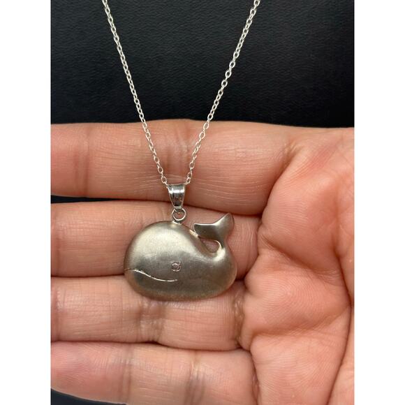 Marked 925 Matte Silver Whale Necklace - Picture 9 of 10